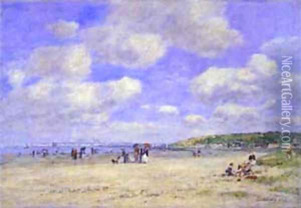 The Beach at Trouville les Sablons Oil Painting - Eugene Boudin