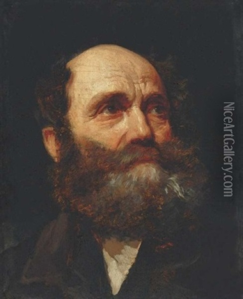 Ferfifej (head Of A Man) Oil Painting - Gyula von (Julius de) Benczur