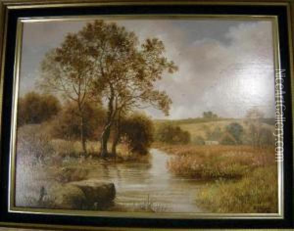 View In Thecotswolds S Oil Painting - Julius Hans Henrik Petersen