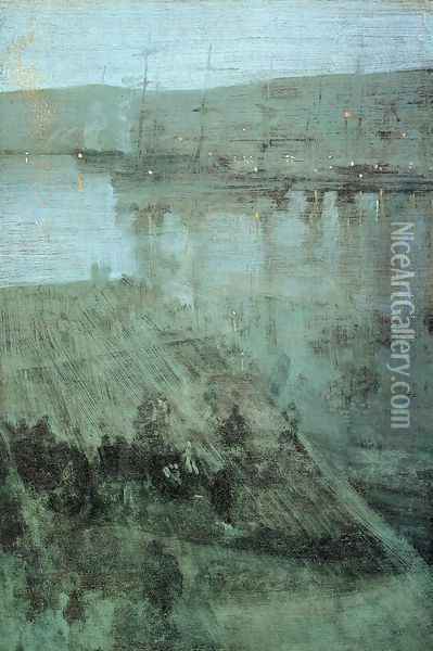 Nocturne in Blue and Gold: Valparaiso Bay Oil Painting - James Abbott McNeill Whistler