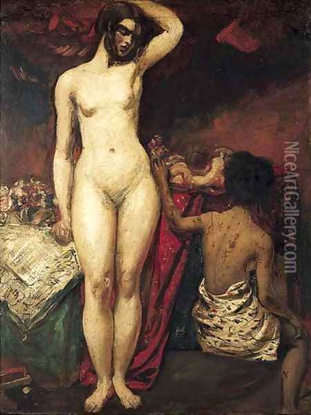Female nudes in an interior Oil Painting - William Etty
