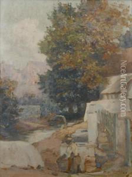 Rural Scene, Possibly Worcester Oil Painting - Hugo Pieter Naude