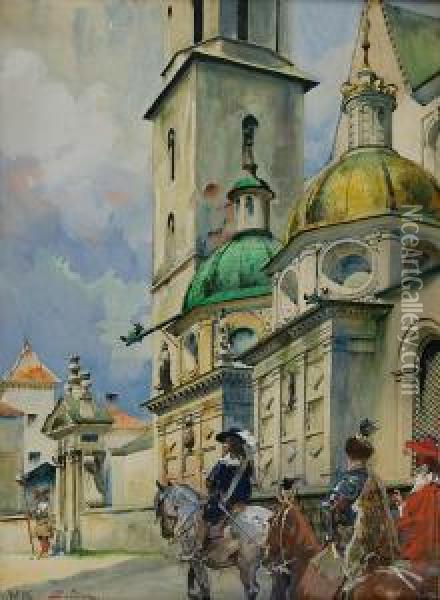 Wyjazd Krola Jana Kazimierza Z Wawelu, Ok. 1910 Oil Painting - Stanislav Tondos