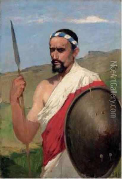 L'ing. Pietro Billotti In Tenuta D'armigero D'africa Oil Painting - Lorenzo Delleani