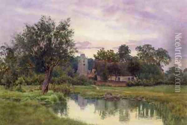 Evening Hemingford Grey Church Huntingdonshire Oil Painting - William Fraser Garden