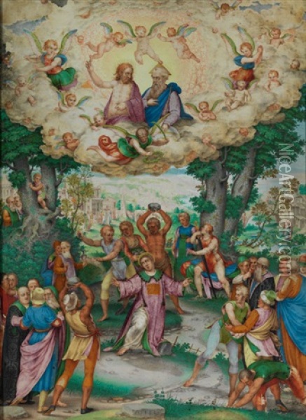 Die Steinigung Des Heiligen Stephanus Oil Painting - Giovanni Battista Castello