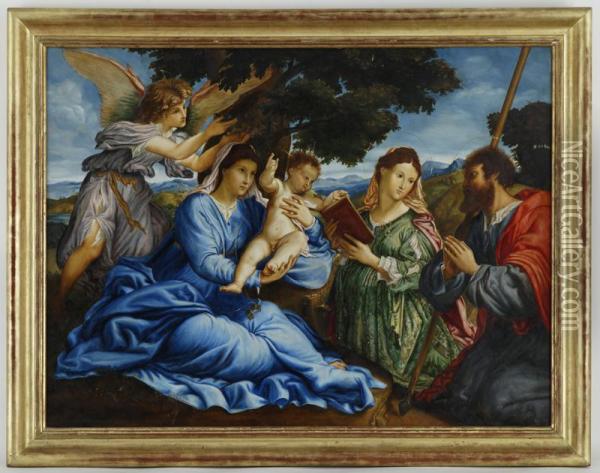 Vierge A L'enfant Avec Sainte Catherine Et Saint Thomas Oil Painting - Lorenzo Lotto