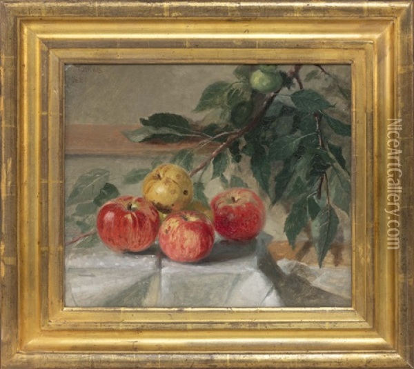 Still Life Of Apples Oil Painting - Thomas Hicks