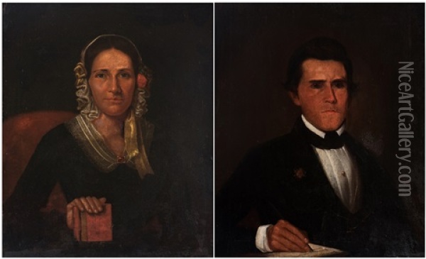 Pair Of Samuel Shaver Portraits Oil Painting - Samuel M. Shaver