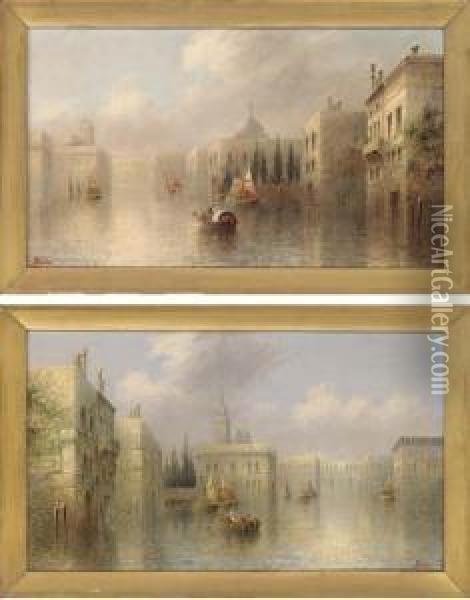 A Pair Of Venetian Cappriccios Oil Painting - James Salt