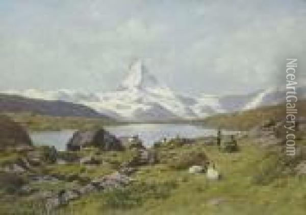 Matterhorn Oil Painting - Johann Joseph Geisser