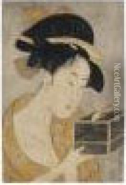 Jeune Femme Tenant Une Cage Oil Painting - Kitagawa Utamaro