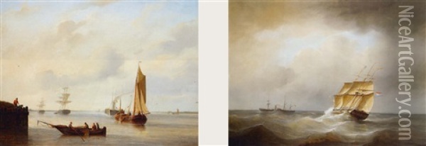 Trois Mats Par Mer Agitee Oil Painting - Christian Cornelis Kannemans