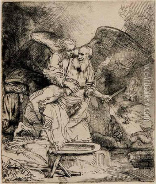 Abraham's Sacrifice Oil Painting - Rembrandt Van Rijn