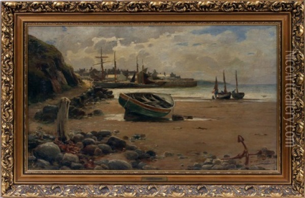 Coastal Harbor Oil Painting - Warren Williams