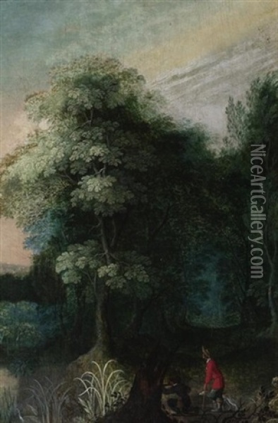 Waldlandschaft Mit Jagern Oil Painting - Isaac Van Oosten