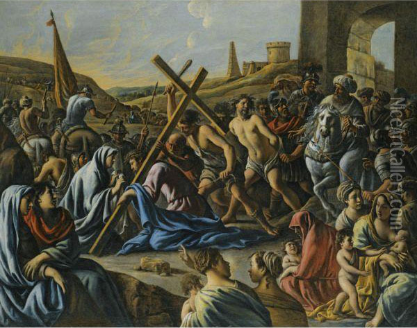 Christ Carrying The Cross Oil Painting - Mathieu Le Nain