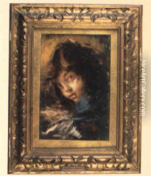 Retrato De Nina Oil Painting - Antonio Mancini