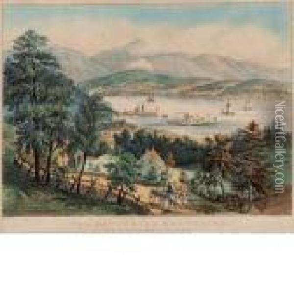 The Cattskill Mountains Oil Painting - Currier & Ives Publishers