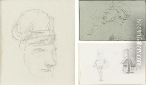 Property From The Estate Of A Gentleman
 

 
 
 

 
 Personnage Et Persienne/tete, A Double-sided Drawing And Hippolyte, Imprimeur Chez Malfey: Two Drawings Oil Painting - Henri De Toulouse-Lautrec