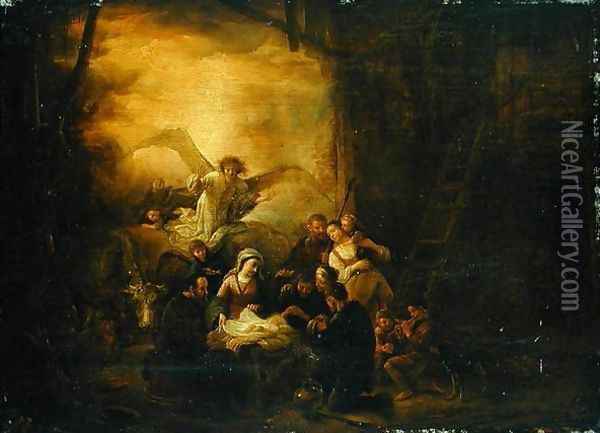 The Adoration of the Shepherds, c.1650 Oil Painting - Jacob Willemsz de Wet the Elder