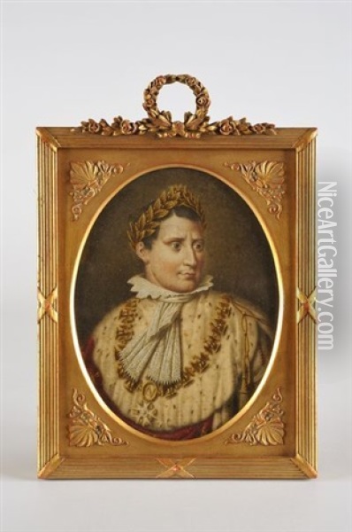 Portrait En Buste De Napoleon En Costume Du Sacre (after Baron Gerard) Oil Painting - Gaspard Gregoire