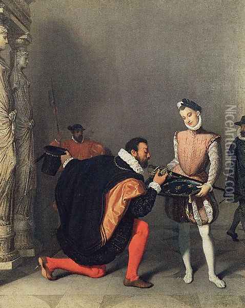 Don Pedro de Tolède baisant l'épée d'Henri IV Oil Painting - Jean Auguste Dominique Ingres