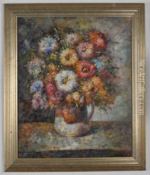 Bouquet De Fleurs Oil Painting - Jean, Bourges De Boucher