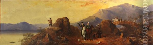 A Sporting Scene In The Highlands Oil Painting - Henry Barraud