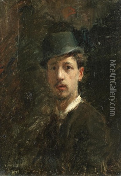 Portrait, Possibly The Artist At 18 Years Old Oil Painting - Louis Picard
