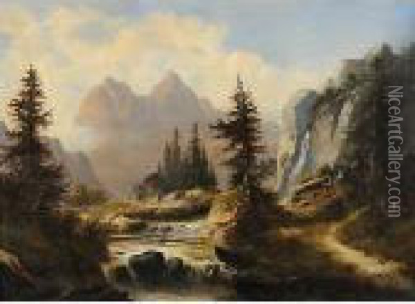 Torrente Fra Le Montagne Oil Painting - Albert Rieger