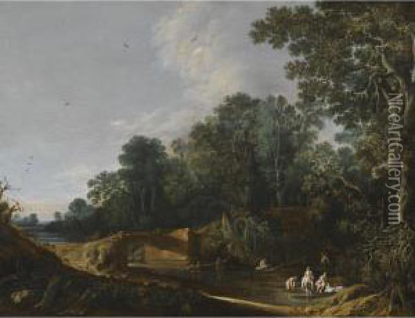 Landscape With The Toilet Of Venus Oil Painting - Francis Van Knibbergen
