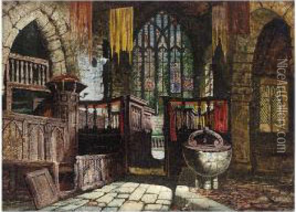 Church Interiors Oil Painting - Margaret Rayner