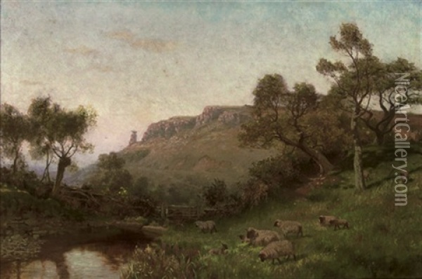 Sheep Beside A River Oil Painting - Henry B. Wimbush