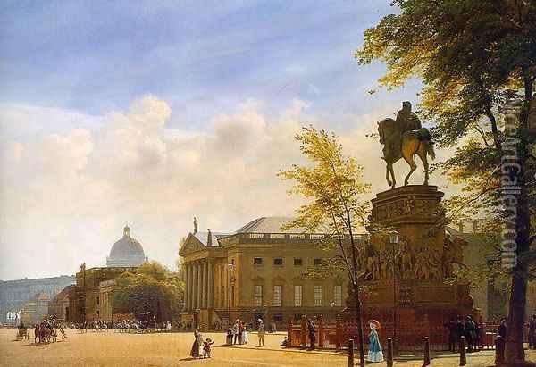 Unter den Linden, Berlin (detail) 1853 Oil Painting - Eduard Gaertner