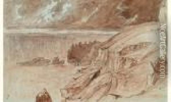 Land's End Cap Corno, Circa 1862 Oil Painting - Paul Huet