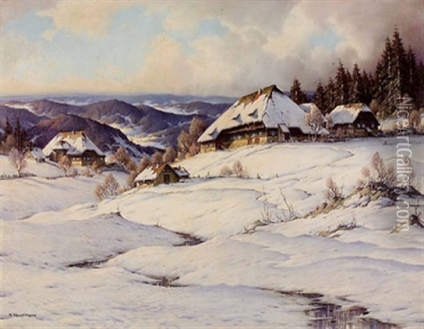 Sonniger Wintertag Im Elstal Oil Painting - Karl Hauptmann