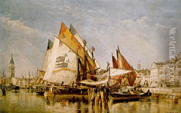 The Riva Degli Schiavone, Venice Oil Painting - Edward William Cooke