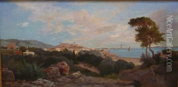 Vue De Cannes Oil Painting - Henri Arthur Bonnefoy