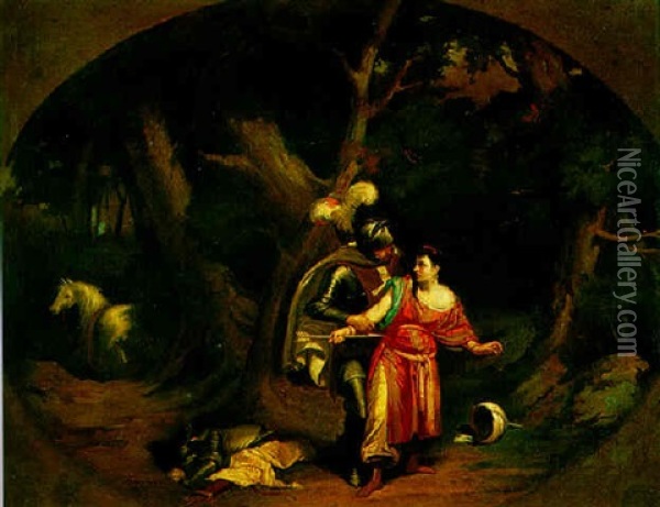 Orlando Und Angelica Oil Painting - Anselm Friedrich Feuerbach