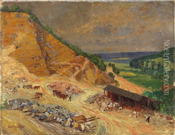 Bergischer Steinbruch Oil Painting - Gustav Wiethuechter