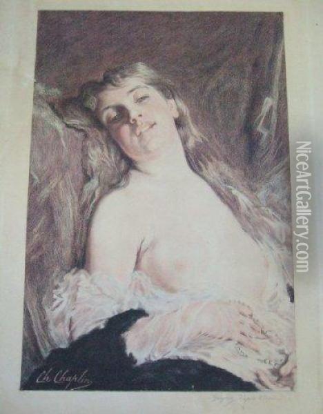 Portrait D'une Femme Oil Painting - Charles Josua Chaplin