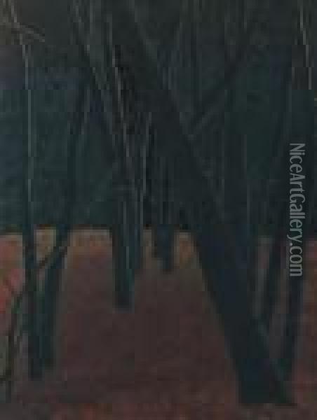 A Forest Oil Painting - Leon Spilliaert
