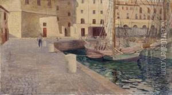 Il Porto Di Anzio Oil Painting - Pietro Mengarini
