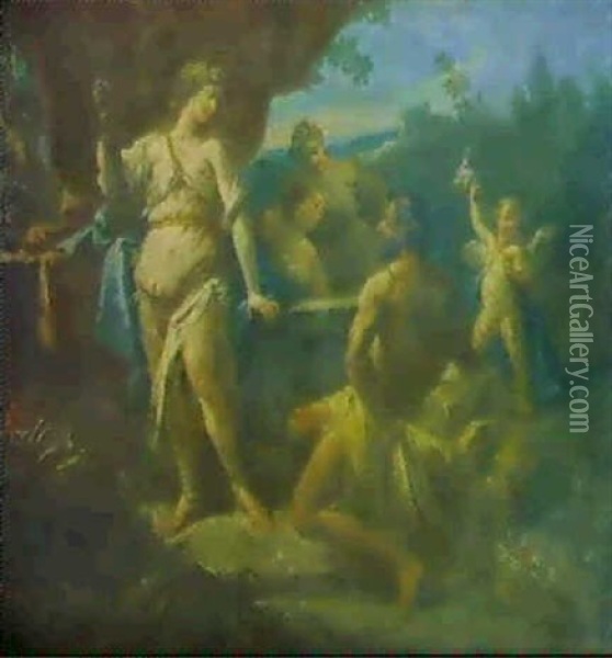 Hercule Aux Pieds D'omphale Oil Painting - Gaspare Diziani