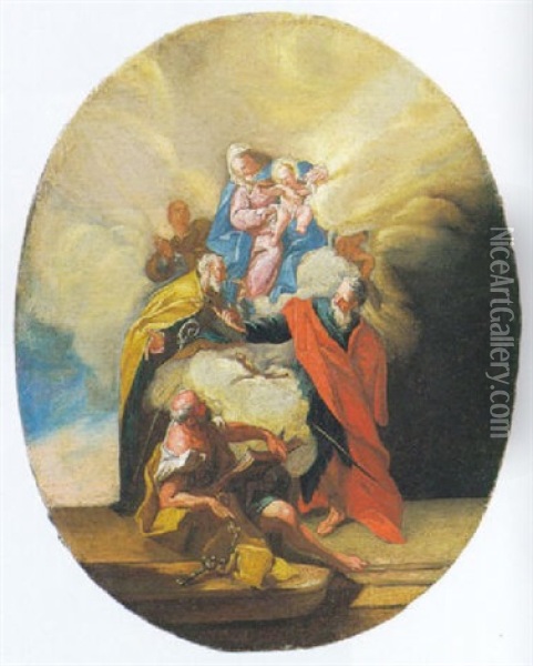 Madonna Col Bambino E Quattro Santi Oil Painting - Nicola Grassi