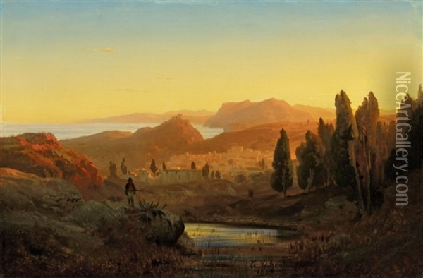 Italienische Landschaft Oil Painting - Andreas Achenbach