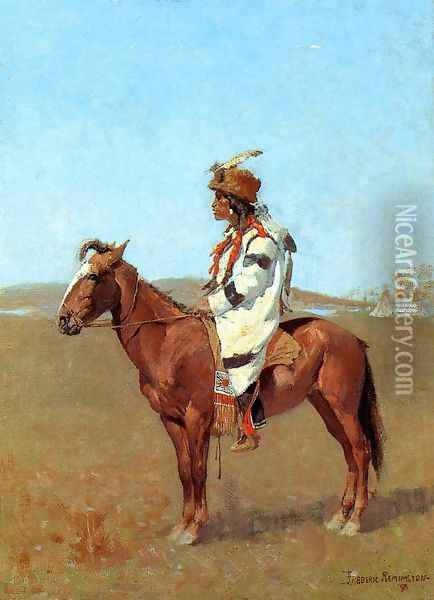 A Blackfoot Chief Oil Painting - Frederic Remington
