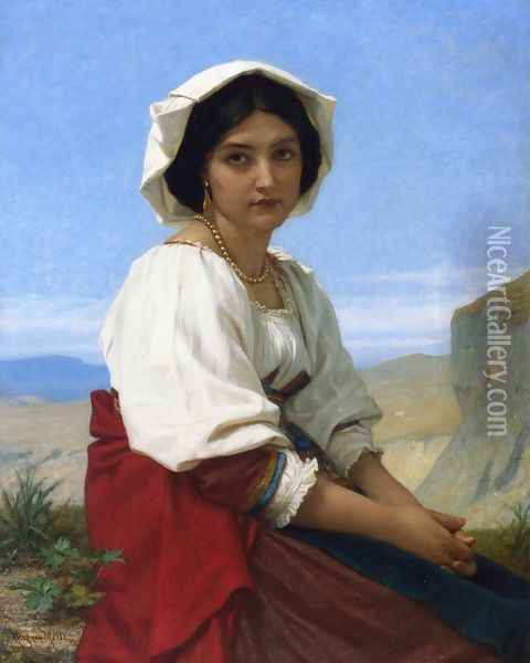 Italian Maid Oil Painting - Hugues Merle