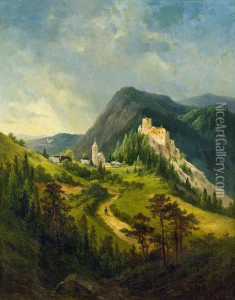 Dorf Im Gebirge Oil Painting - Georg Geyer